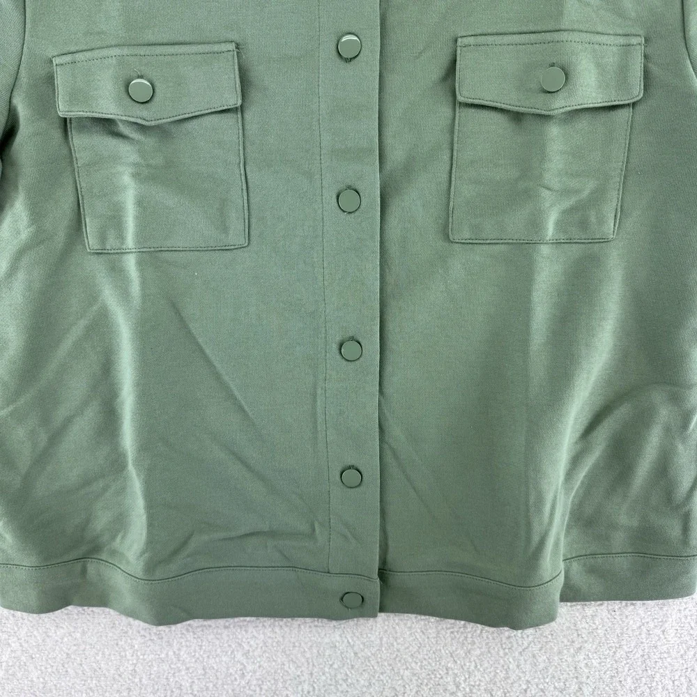 Muk Luks French Terry Cargo Utility Topper Sweater Size Large Army Green
